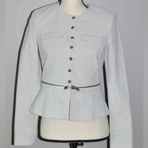 Elegant Women's Light Gray Peplum Blazer